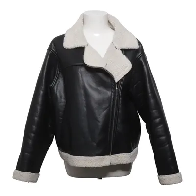 Shearlingjakke (Sort, Beige) fra Gina Tricot Polyester, Polyurethan