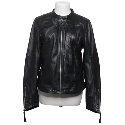 Leren jack (Zwart) van Freaky Nation Katoen, Leer, Polyester