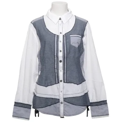 Blus (Vit, Blå) från Crisca Bomull, Elastan, Polyamid, Viskos