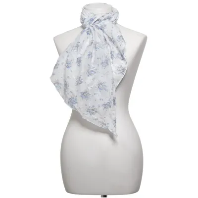 Sjal (Vit, Blå) från Scarfs 4 You Bomull, Silke