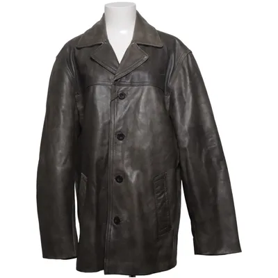 Leren jas (Grijs) van Trapper Katoen, Leer, Polyester