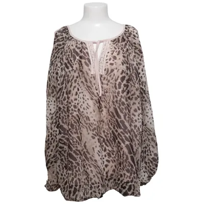 Blouse (Beige, Brown) from Plus Size Polyester