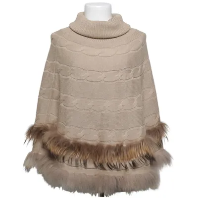 Poncho (Beige) from Hallhuber Donna Acrylic, Fur, Merino wool