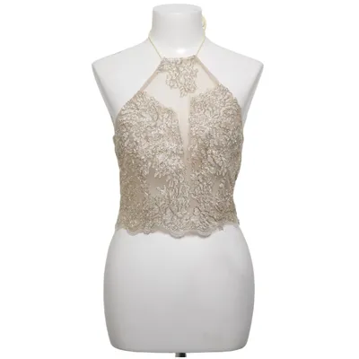 Halter neck top (Gold) from Simplee Apparel Cotton, Elastane