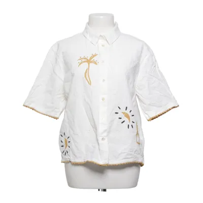 Korte mouwen shirt (Wit, Geel) van Stradivarius Linnen, Polyester