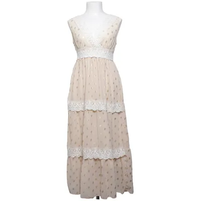 Långklänning (Beige, Vit, Guldfärgad)