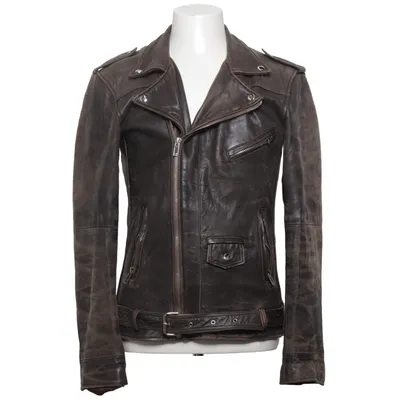 Biker jacket (Brown) from Deadwood Leather, Polyester