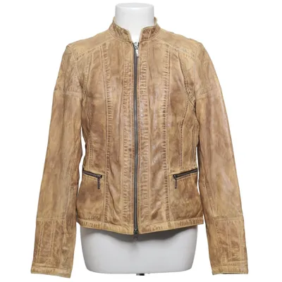 Leather jacket (Beige) from Molltan Cotton, Leather, Polyester