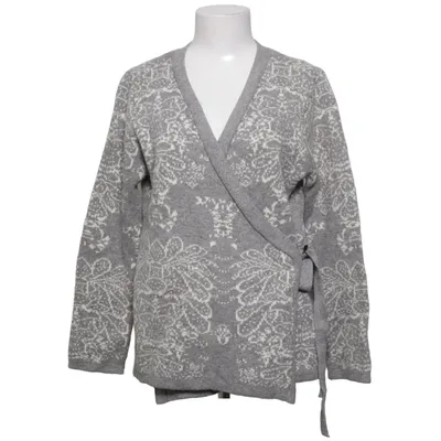 Wrap cardigan (Gray, White) from KappAhl Cotton, Polyamide, Wool