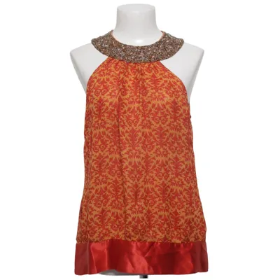 Neckholder Top (Rot, Orange) von Karen Millen Seide