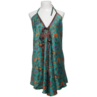 Halterneck dress (Green, Multicolored) Silk