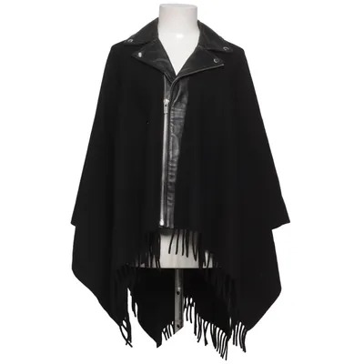 Poncho (Noir) de The Kooples Cuir, Polyamide, Laine