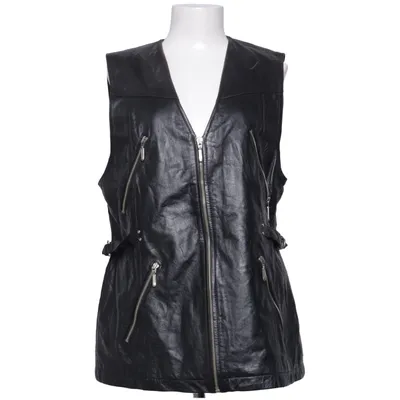 Biker vest (Black) from Otello Pelle Acetate, Leather, Polyamide, Polyester