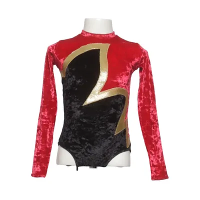 Justaucorps de gymnastique (Rouge, Noir, Or)