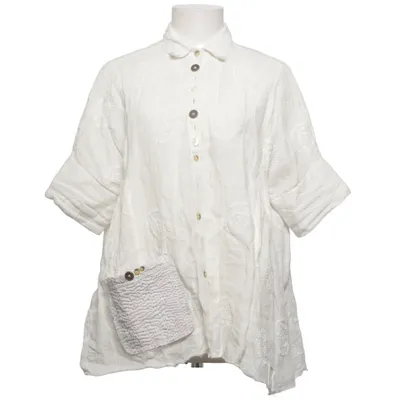 Chemise à manches courtes (Blanc) de Agencies Turquoise Lin