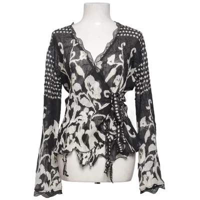 Wrap blouse (Black, White) from Tia Polyester