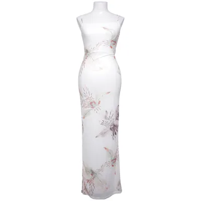 Maxi dress (White, Multicolored) from Boohoo Elastane, Polyester