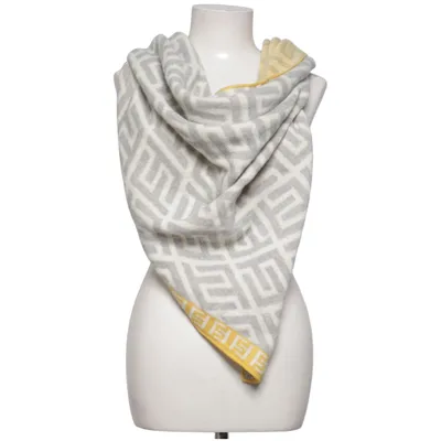 Scarf (Yellow, Gray) from Zwillingsherz Cashmere, Polyamide, Viscose, Wool