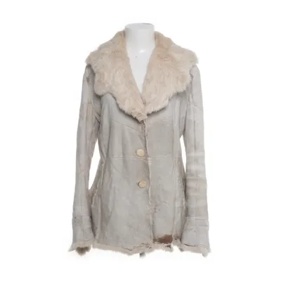 Shearling jacket (Gray, Beige) Rabbit fur, Leather