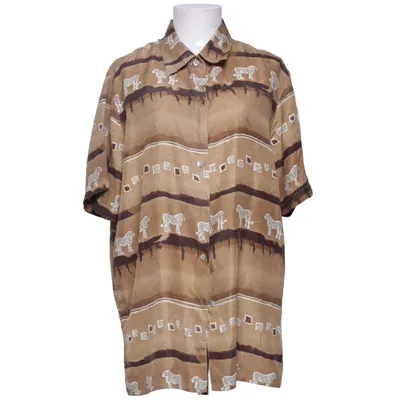 Short sleeve shirt (Brown, White) from Cappuccini by Desam Silk