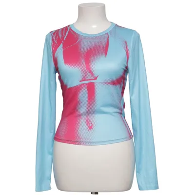 Long sleeve T-shirt (Blue, Pink) from Shein Elastane, Polyester