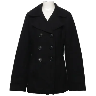 Pea coat (Black) from Out Wear by Lindex Polyester, Wool