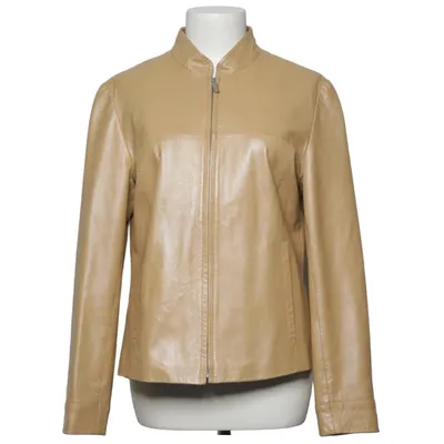 Læderjakke (Beige) fra Madeleine Acetat, Læder, Viscose