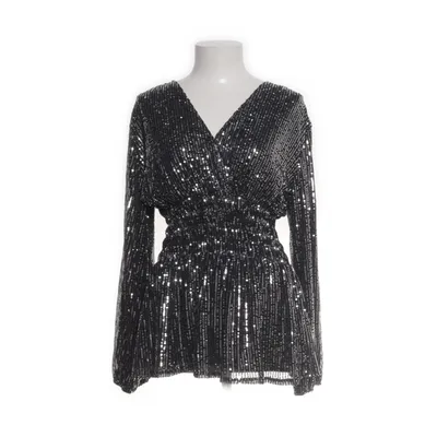 Wrap top (Black, Silver) from Leana Mode Elastane, Polyester
