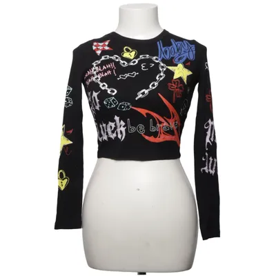Langærmet t-shirt (Sort, Flerfarvet) fra Bershka Bomuld