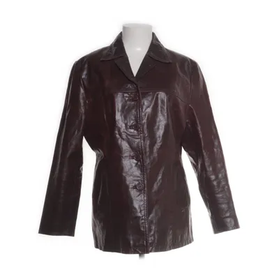 Läderjacka (Stilren vintagekavaj i äkta skinn i en djup vinröd färg. Modellen har klassisk krage och knäppning framtill ) från Enjoy Polyester, Skinn