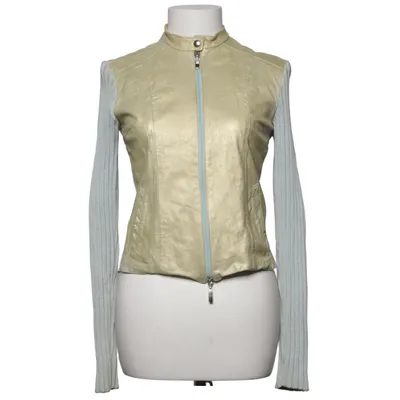 Leather jacket (Beige, Gray) Cotton, Leather