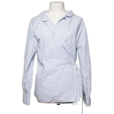 Wickelbluse (Weiß, Blau) von H&M Trend Baumwolle