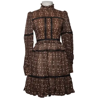 Jurk (Bruin, Wit) van By Malina Katoen, Polyester, Viscose