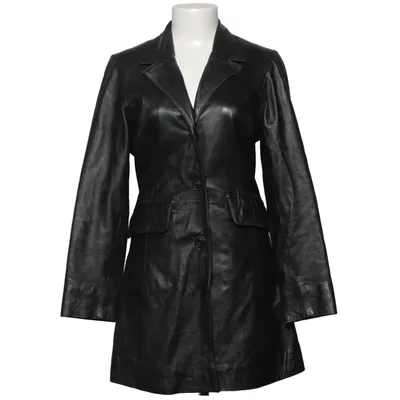 Leren jas (Zwart) van Saki Leer, Polyester