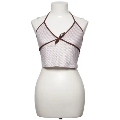 Neckholder Top (Weiß, Braun) Baumwolle, Polyester