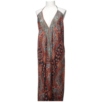 Maxi dress (Blue, Orange, Multicolored) from Deepti S.C. Polyester, Silk