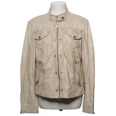Veste en cuir (Beige) de Jilani Collection Coton, Cuir, Polyester