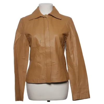 Læderjakke (Beige) fra Jessica Acetat, Bomuld, Læder