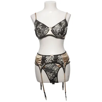Ondergoed set (Zwart, Beige) van Adsexy Elastaan, Polyamide