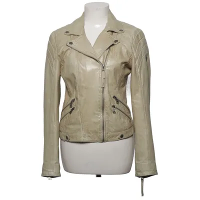 Bikerjacka (Beige) från Gipsy Bomull, Skinn, Polyester
