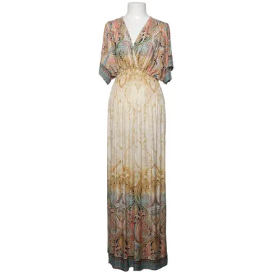 Maxi jurk (Beige, Meerkleurig) van Leana Mode Elastaan, Polyester