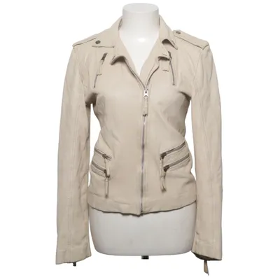 Biker jacket (Beige) from MDK Cotton, Leather, Polyester