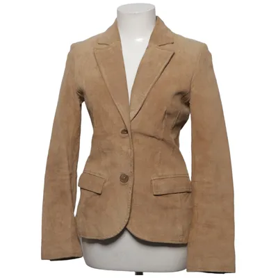 Läderkavaj (Beige) från H&M Polyester, Mocka