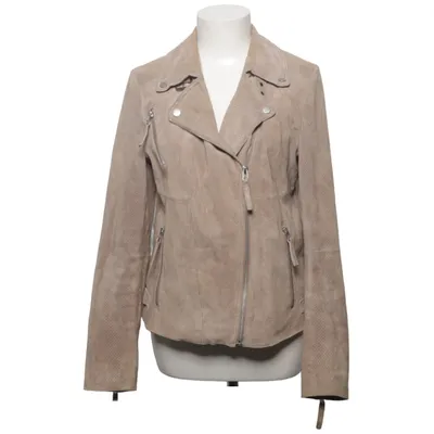 Bikerjack (Beige) van Freaky Nation Katoen, Leer, Polyester