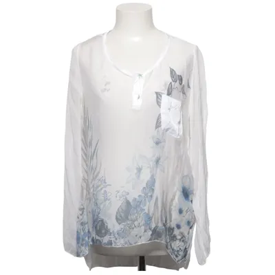 Blouse (Blanc, Bleu) de Pink Cherry Élasthane, Soie, Viscose
