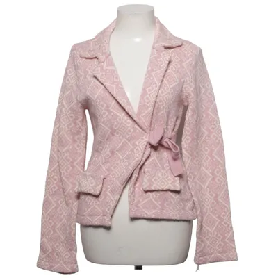 Cardigan cache-cœur (Rose, Blanc) de Lely Wood Acrylique, Coton, Laine