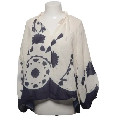 Blouse (White, Blue) from Marta Nylon, Viscose