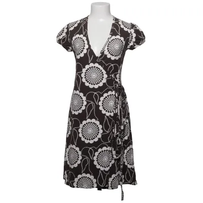 Wrap dress (Brown, White) from Nanso Cotton, Elastane, Modal