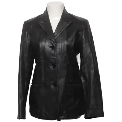 Leren blazer (Zwart) van Outer Edge