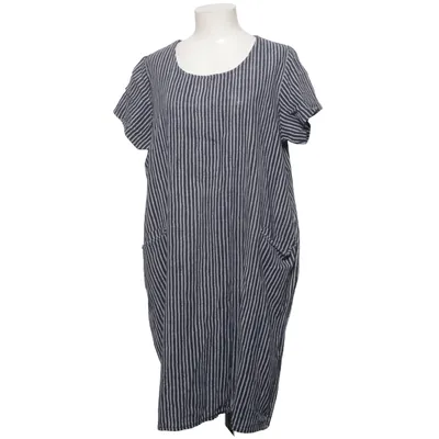 Jurk (Blauw, Wit) van Moda Katoen, Linnen